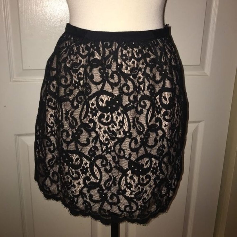 LOFT 0 black lace see through mini skirt NWT - Picture 1 of 4